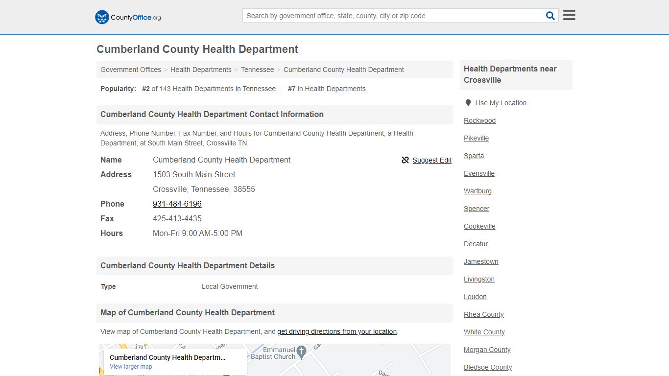 Cumberland County Health Department